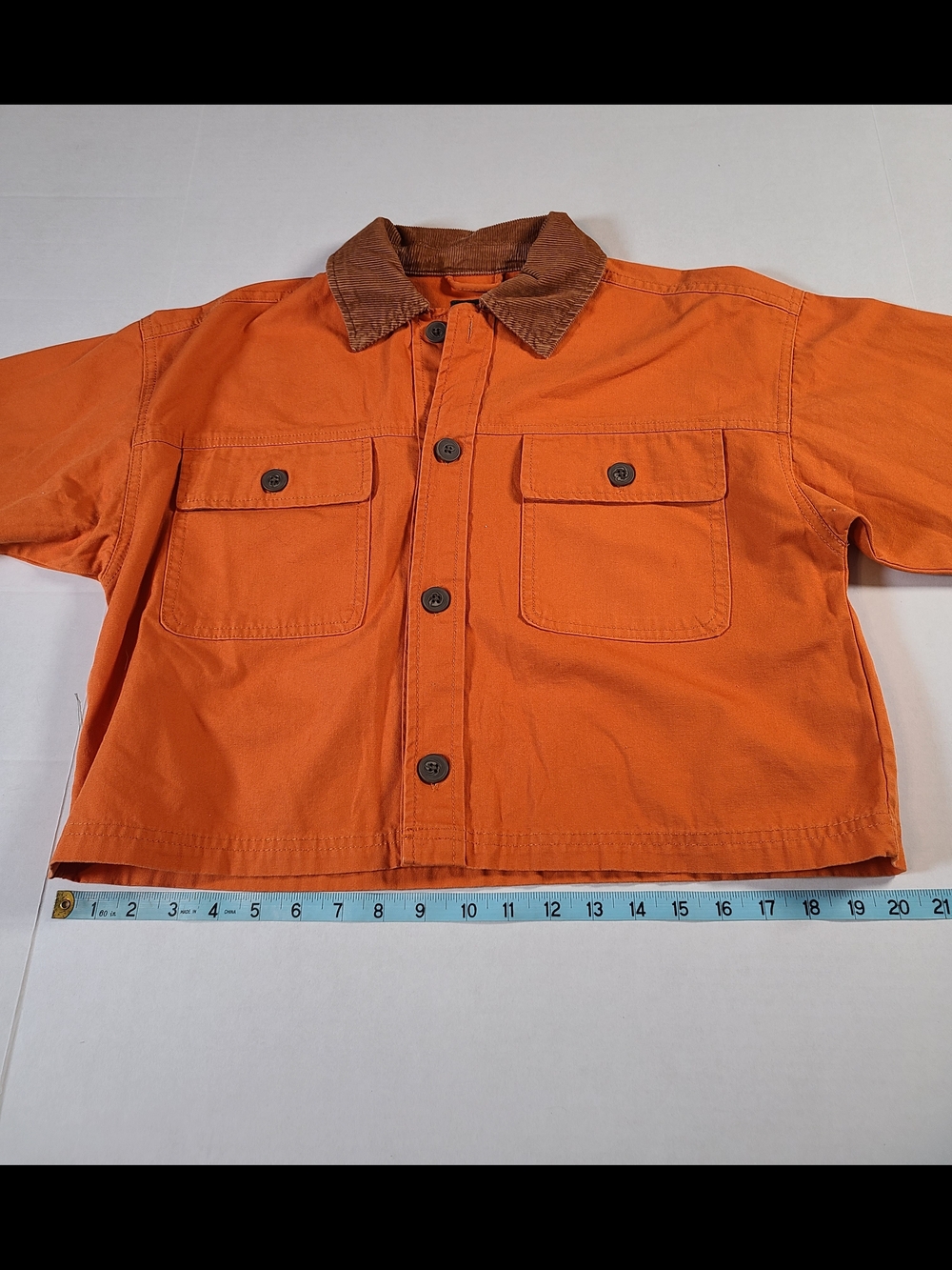 wild fable Cute Orange Cropped Utility Jean Jacket With Corduroy Collar Size XS - Picture 10 of 12